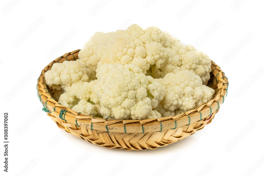 Organic Cauliflower isolated on white background.Vegetables Organic Cauliflower isolated on white background.Vegetables
