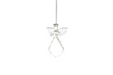 glass figure of a praying guardian angel isolated on a white background. Christmas decorations.