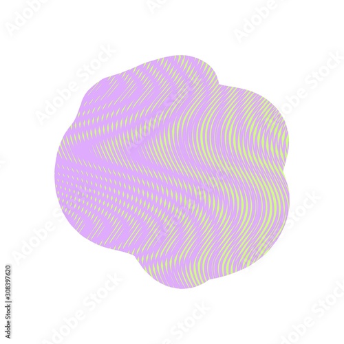 Blot of color linear blending vector isolated on white. Copy space. Moire illusion effect Trendy and cool abstract art element for design websites, accessories for phones, banner, poster. photo