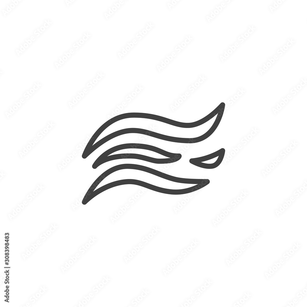 Wind blow line icon. linear style sign for mobile concept and web design. Wind, weather outline vector icon. Symbol, logo illustration. Vector graphics