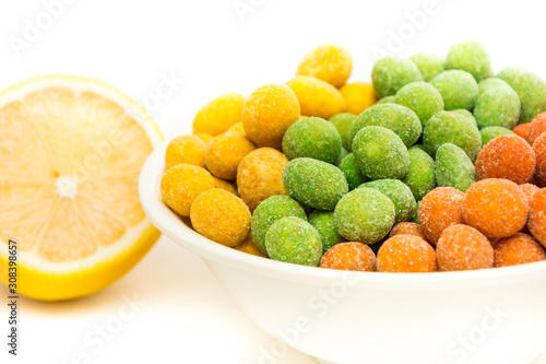 Fried peanut grains coated by flour and spicy