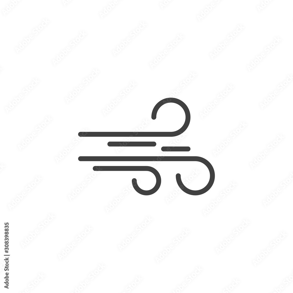 Wind, weather line icon. linear style sign for mobile concept and web design. Wind blow outline vector icon. Symbol, logo illustration. Vector graphics Wind, weather line icon. linear style sign for mobile concept and web design. Wind blow outline vector icon. Symbol, logo illustration. Vector graphics