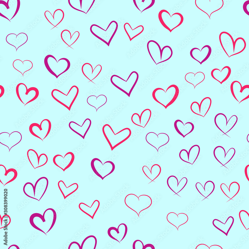 Hearts for Valentine's Day. Romantic feeling and love. Seamless vector EPS 10. Abstract geometric pattern. Multicolor Figures. Texture for print and Banner. Flat style Hearts for Valentine's Day. Romantic feeling and love. Seamless vector EPS 10. Abstract geometric pattern. Multicolor Figures. Texture for print and Banner. Flat style