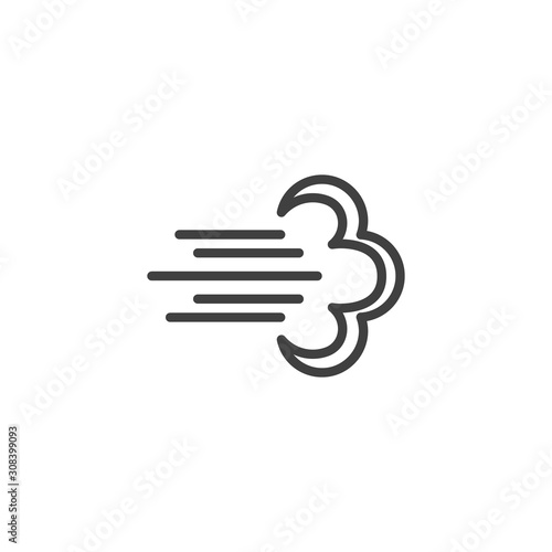 Gust of wind blow line icon. linear style sign for mobile concept and web design. Blast of wind outline vector icon. Symbol, logo illustration. Vector graphics