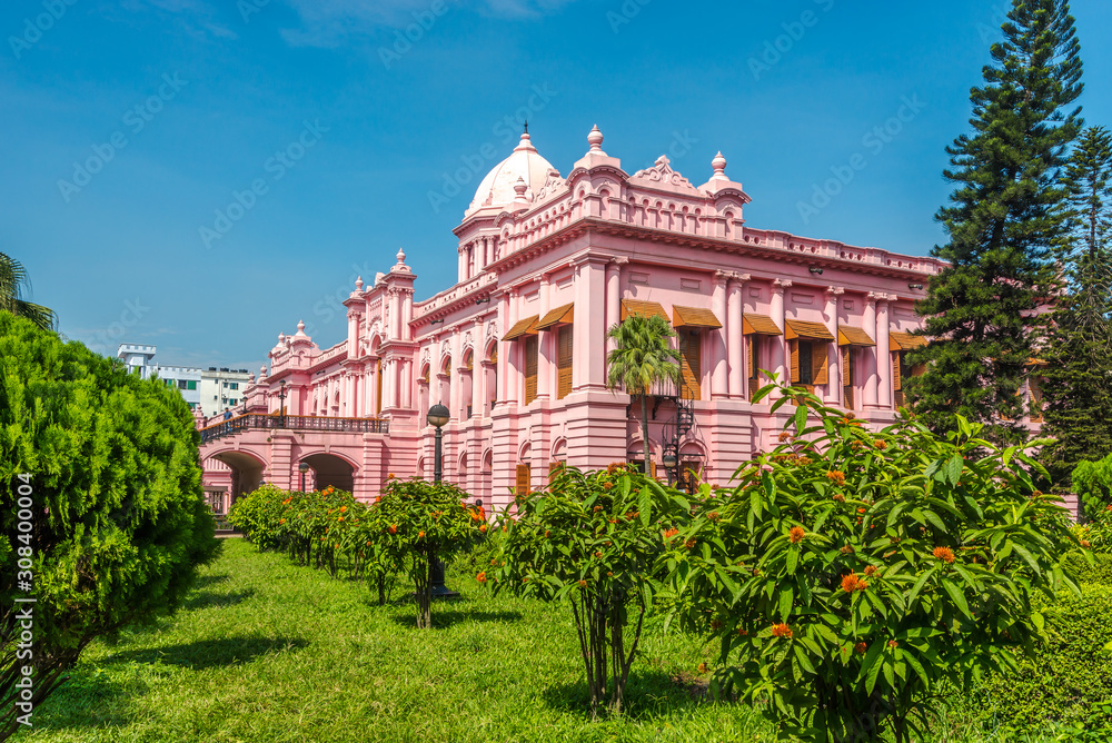 View at the garden of Mughal Palace - Ahsan Manzil in Dhaka, Bangladesh