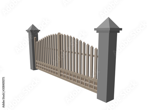 Closed gate. Isolated on wh...