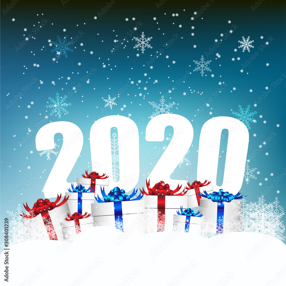 happy new year background with snowflakes and place for text