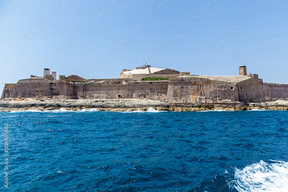 View of Fort Saint Elmo on sunny day in Malta View of Fort Saint Elmo on sunny day in Malta
