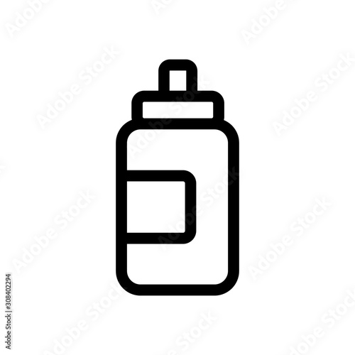 bottle with powder icon vector. Thin line sign. Isolated contour symbol illustration