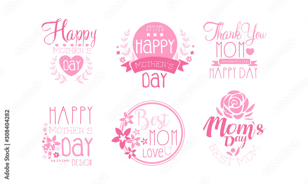 Mother Day Greeting Labeles and Logos Vector Set Mother Day Greeting Labeles and Logos Vector Set