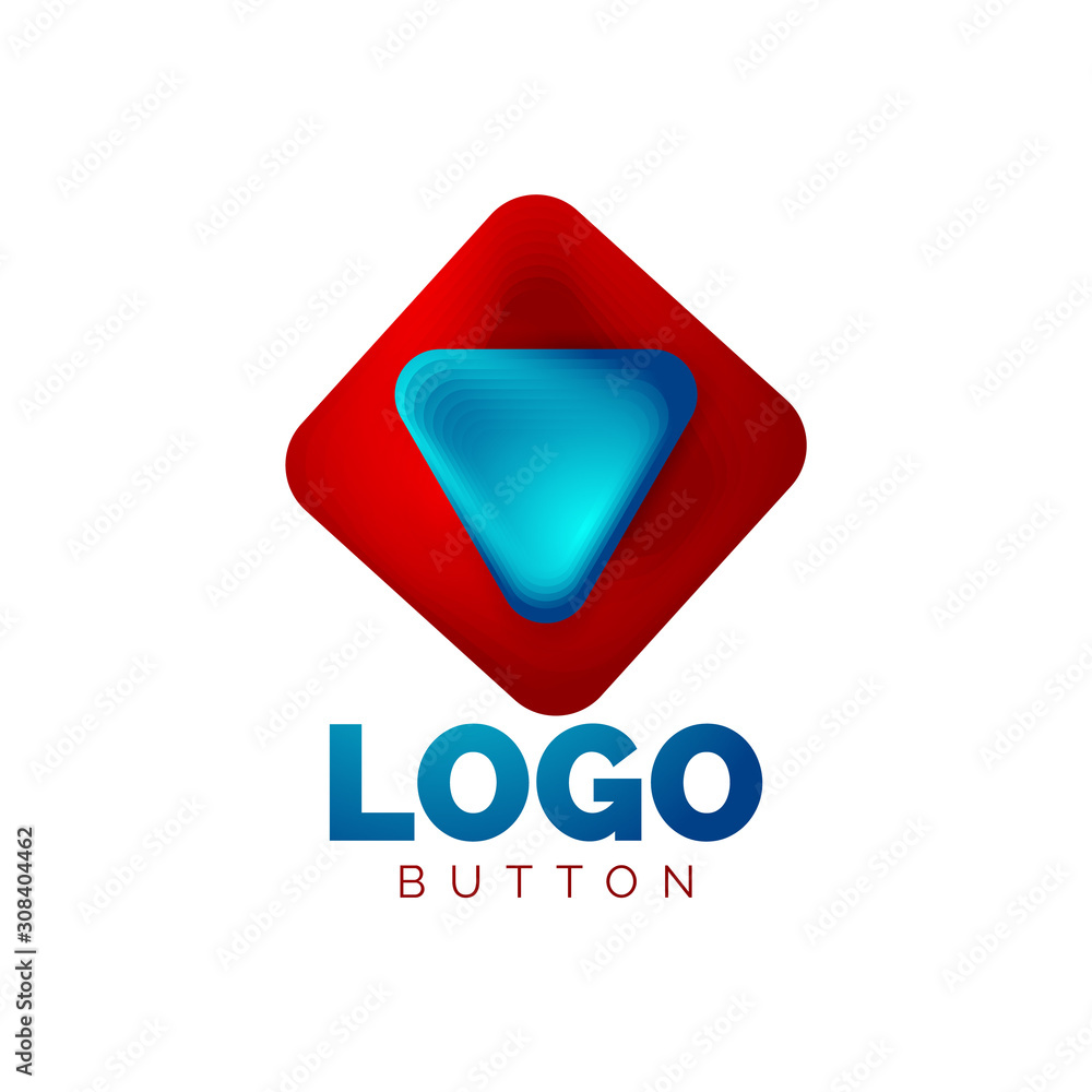 Play, arrow or download button icon, minimal design business logo template. 3d geometric bold in relief style with color blend steps effect. Vector Illustration For Wallpaper, Banner, Background, Card Play, arrow or download button icon, minimal design business logo template. 3d geometric bold in relief style with color blend steps effect. Vector Illustration For Wallpaper, Banner, Background, Card