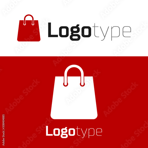 Red Handbag icon isolated on white background. Shoping bag sign. Woman bag icon. Female handbag sign. Glamour casual baggage. Logo design template element. Vector Illustration
