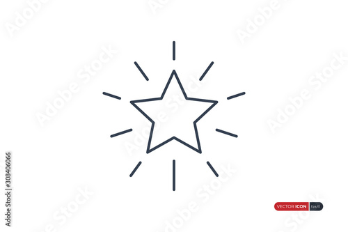 Star Icon. Shiny Starburst Flat Vector Icon Design Template Element