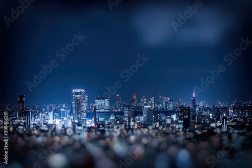 Canvas Print ぼかして撮影した東京新宿の夜景
