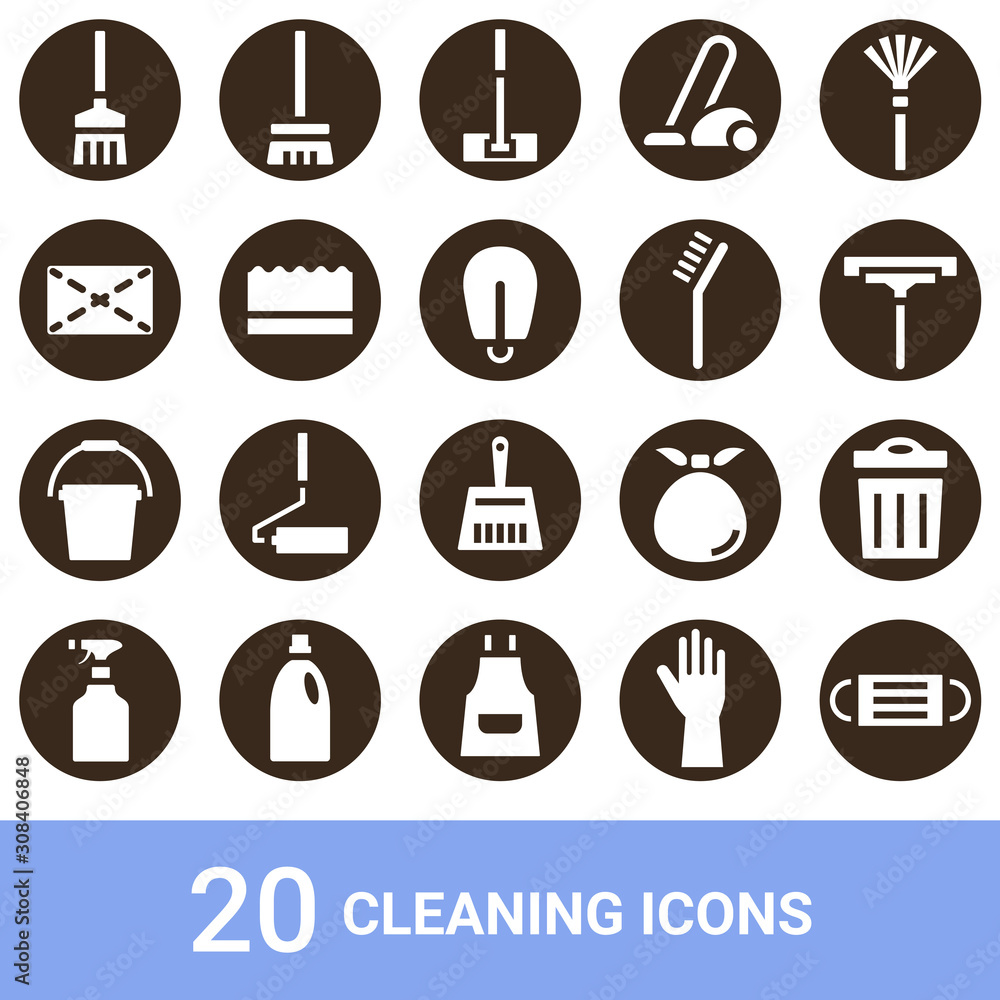 商品アイコン 掃除道具 白抜き セット Stock Vector Adobe Stock
