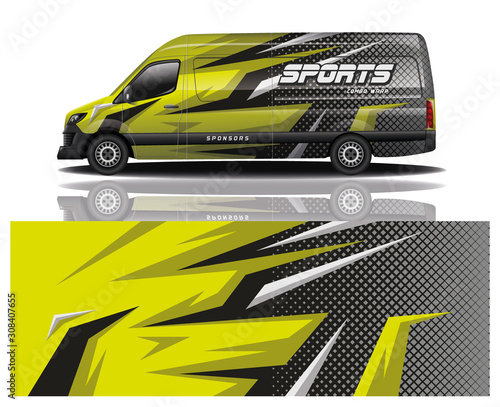 van car decal wrap design vector