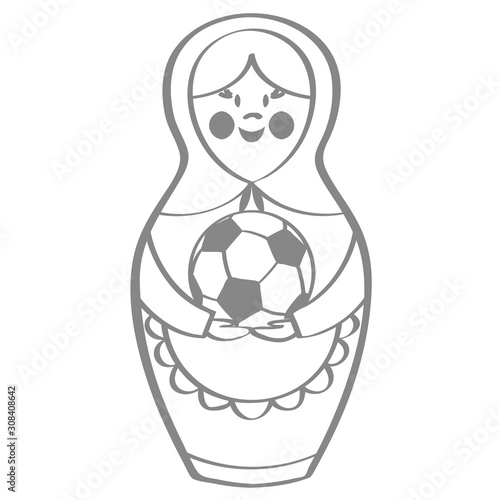 Handgezeichnete Matrjoschka-Puppe in grau