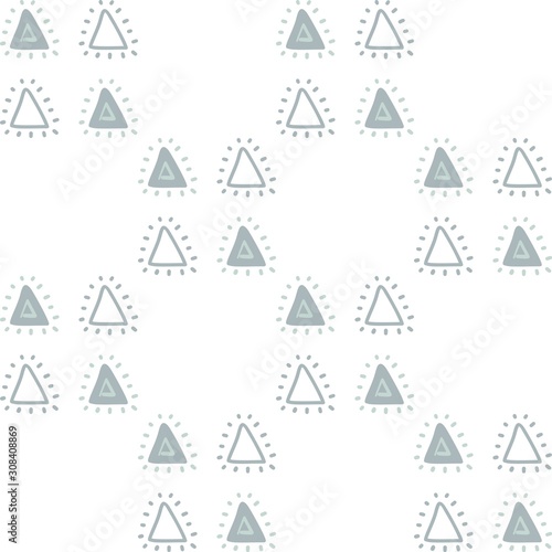 Abstract shapes seamless pattern. Gray triangles. Hand drawn geometric vector illustration.