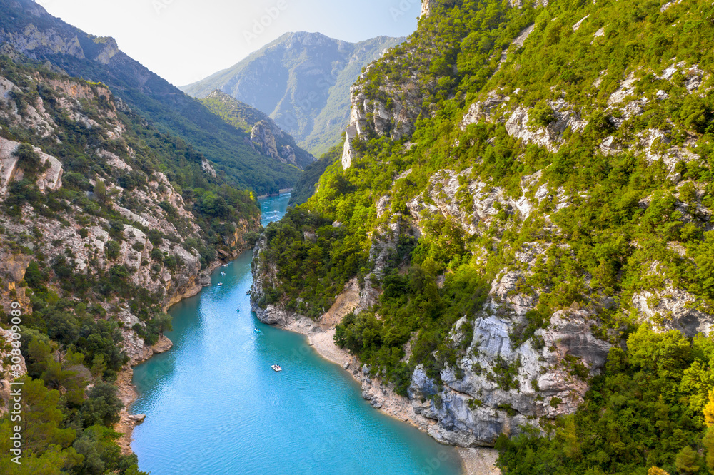 Verdon Gorge, Provence, France. View on the river Verdon from the top of the verdon Gorges.