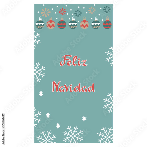 Merry Christmas phrase in Spanish . Vector illustrations for greeting cards, posters and invitations.