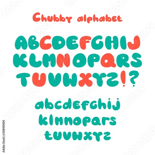 Chubby colored letters. Color cartoon font. Fun kids abc.