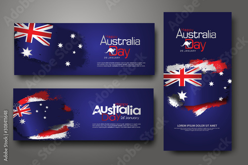 Happy Australia Day Celebration vertical and horizontal banner Background set.