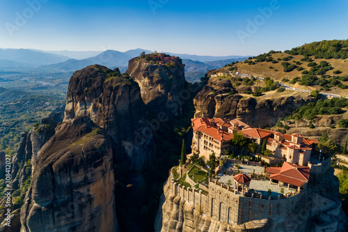 aerial view from the Monastery of the Varlaam in Meteora, Greece photo