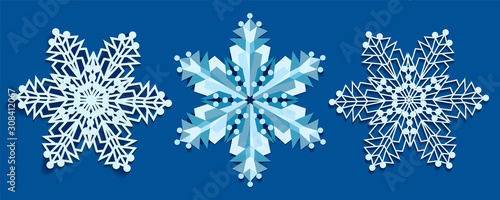 Snowflakes on a blue background in the set.