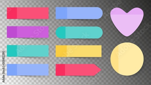 Color sticky set. Note paper and memo sticks vector isolated on transparent
