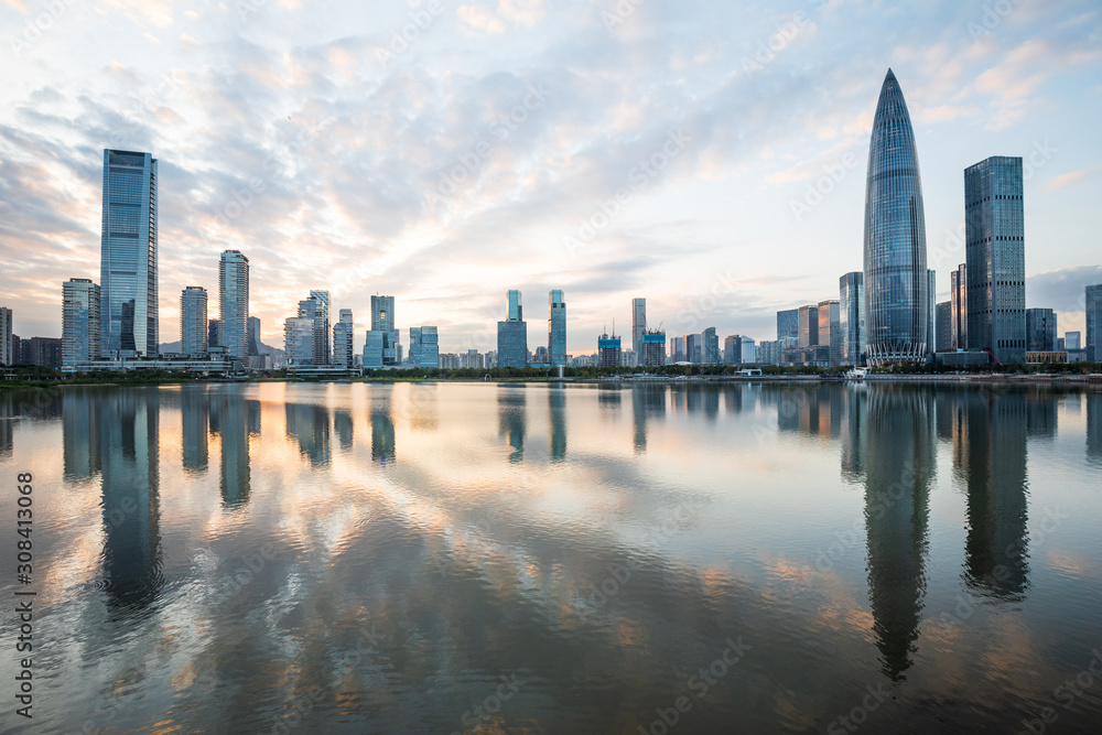 China Shenzhen Cityscape at Sunset