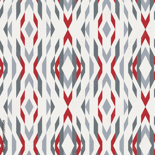 Seamless kilim geo tribal rug design. Chic contemporary graphic motif. Geometric pattern repeat vector swatch.