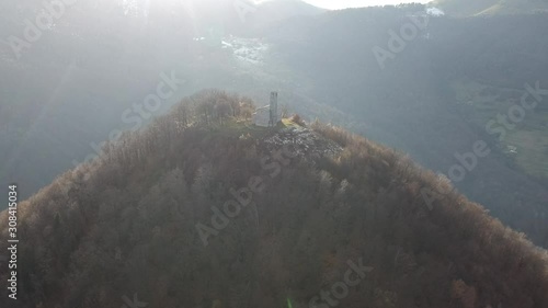 The Hermitage of San Zeno in Valle Intelvi at sunset hours photo