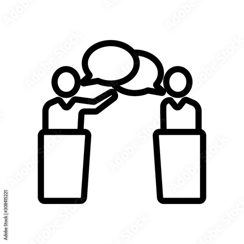 debates and candidates icon vector. Thin line sign. Isolated contour symbol illustration