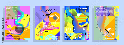 Template brochures, flyers, business presentations. Modern flat line style, layout in A4 size. Trendy abstract background. Geometric science or technology pattern. Graphic design