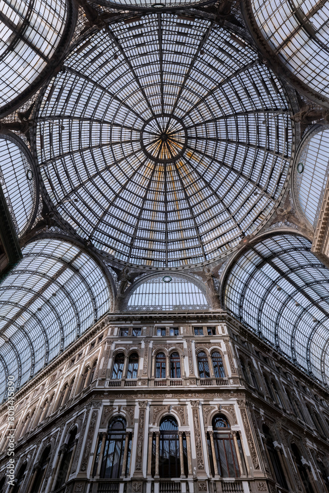 Interior view of the Galleria Umberto I in Naples, Italy