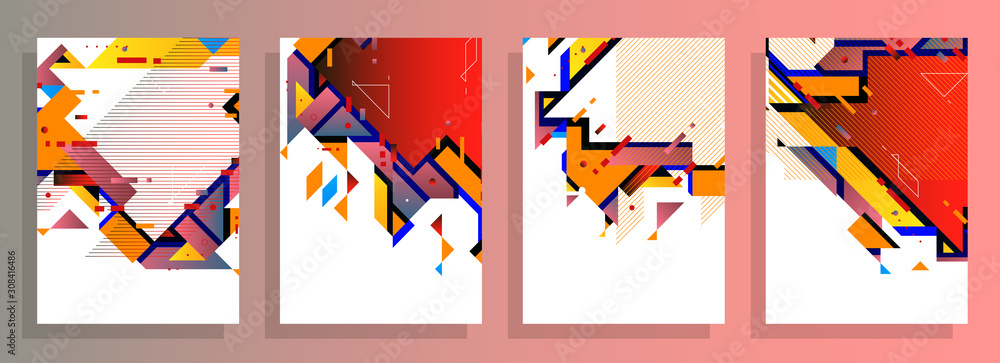 Fototapeta premium Template brochures, flyers, business presentations. Modern flat line style, layout in A4 size. Trendy abstract background. Geometric science or technology pattern. Graphic design