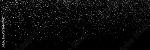 Falling Snow background. Snowfall on black background. Falling Snowflakes. Winter Christmas background. Realistic little Christmas Snow Panorama view. Snow with Snowflakes Christmas illustration © smile3377