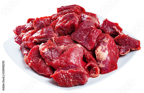 Raw beef for stew