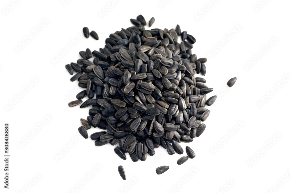 Sunflower seeds on white background Sunflower seeds on white background
