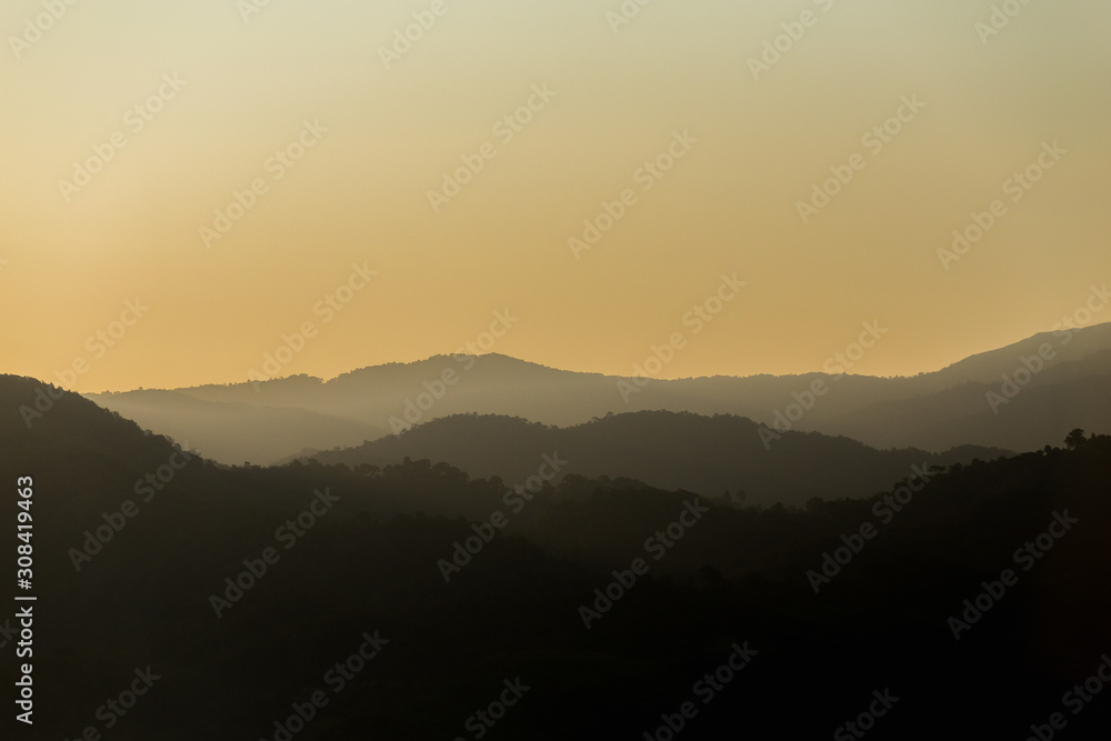 Fog view of mountains