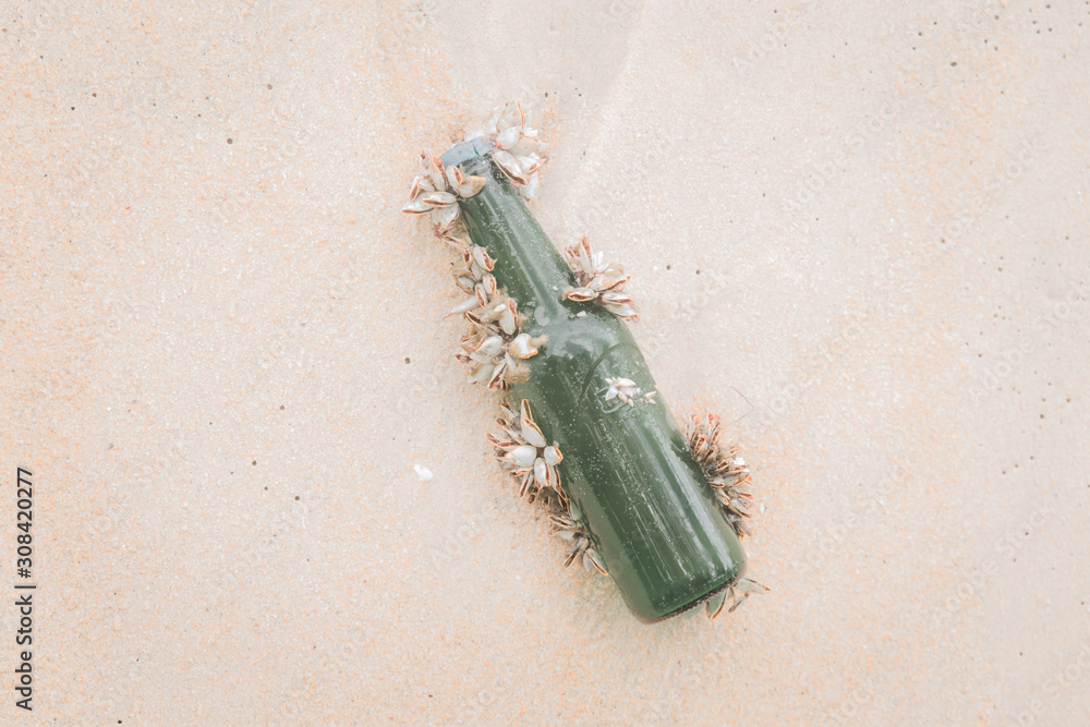 Obraz premium message in a bottle on the beach