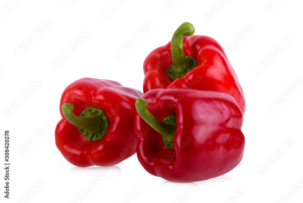 red sweet pepper isolated on white background.