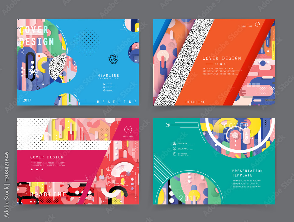 Naklejka premium Artistic covers design. Creative colors backgrounds. Trendy futuristic design
