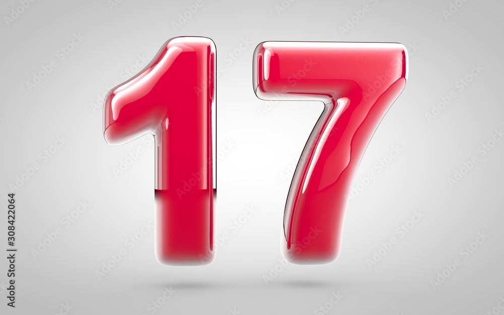 Pink nail polish 3d number 17 on white background Pink nail polish 3d number 17 on white background
