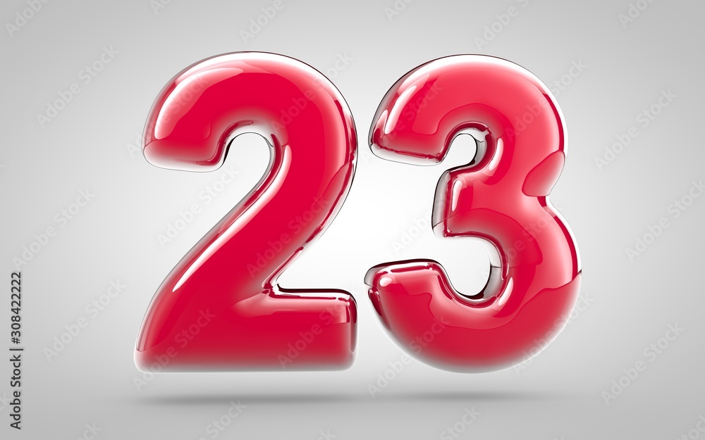 Pink nail polish 3d number 23 on white background Pink nail polish 3d number 23 on white background