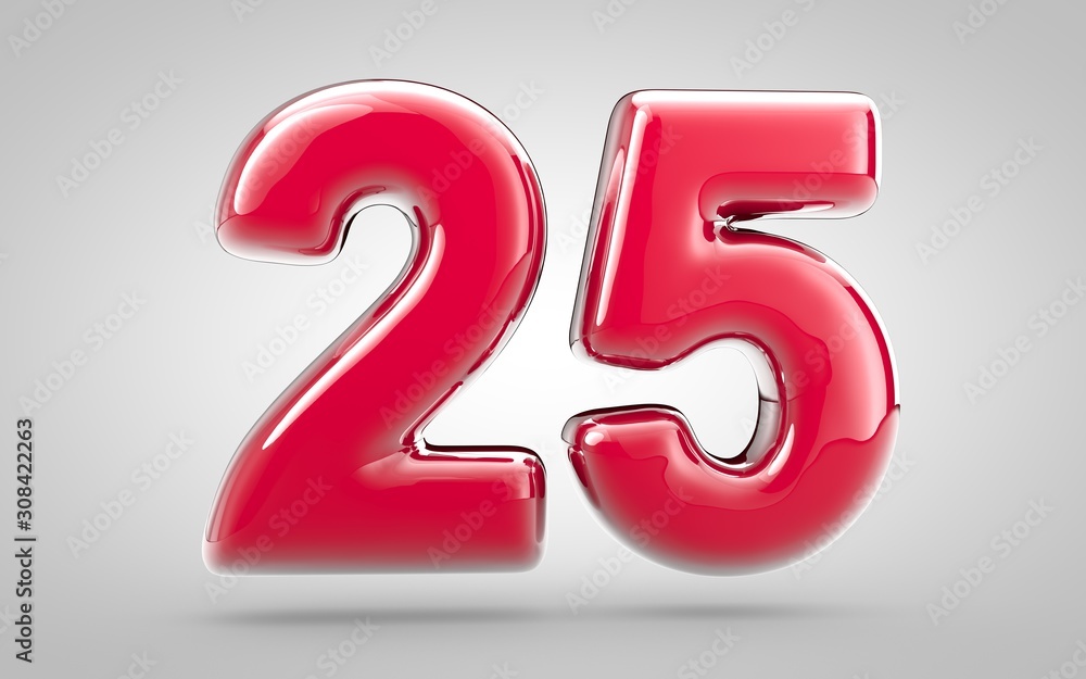Pink nail polish 3d number 25 on white background Pink nail polish 3d number 25 on white background