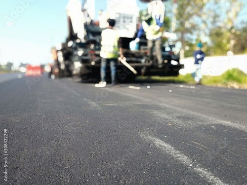 Road construction With the method of burning asphalt and mixing additional materials For improved maintenance, blurred images