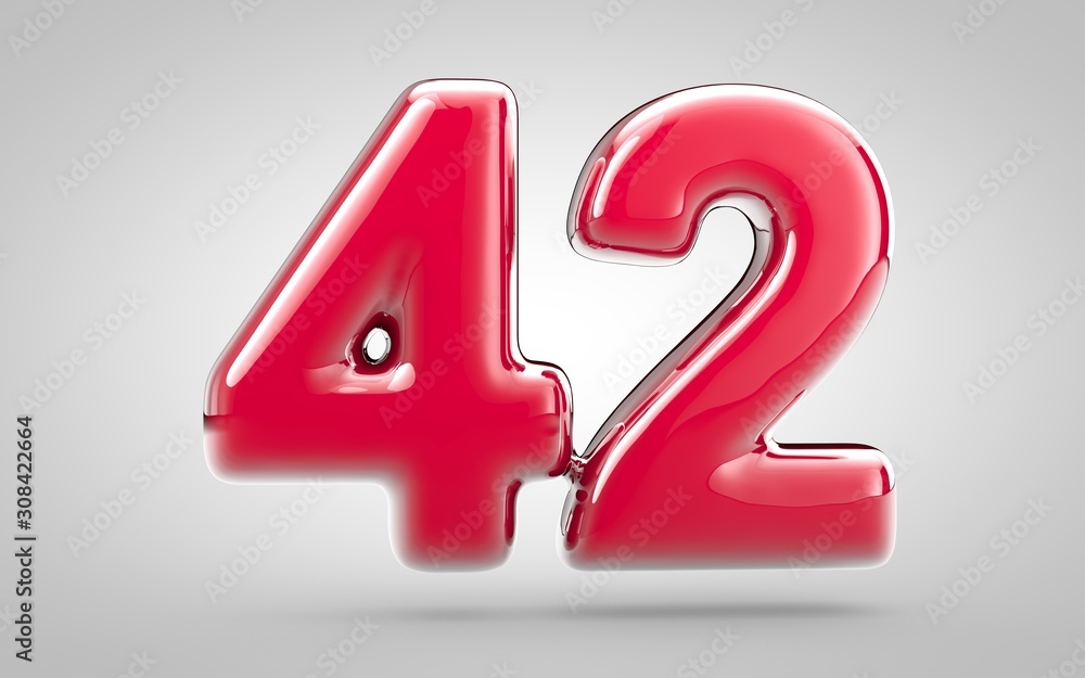 Pink nail polish 3d number 42 on white background Pink nail polish 3d number 42 on white background