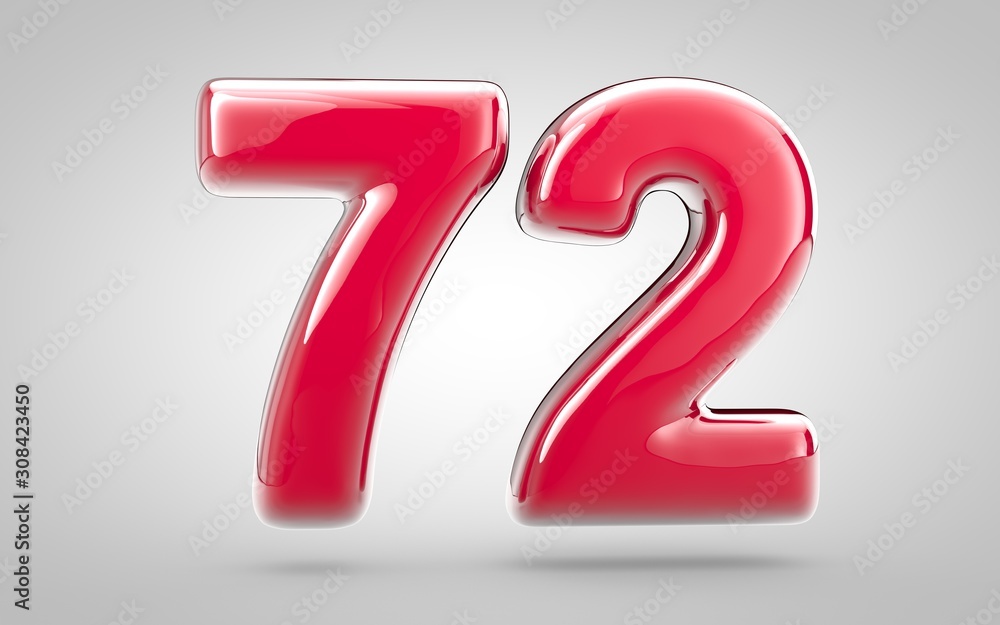 Pink nail polish 3d number 72 on white background Pink nail polish 3d number 72 on white background