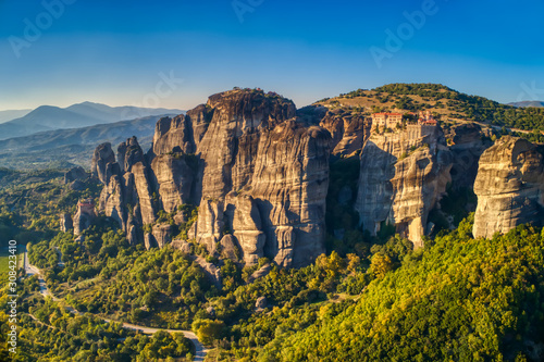 aerial view from the Monastery of the Varlaam in Meteora, Greece photo